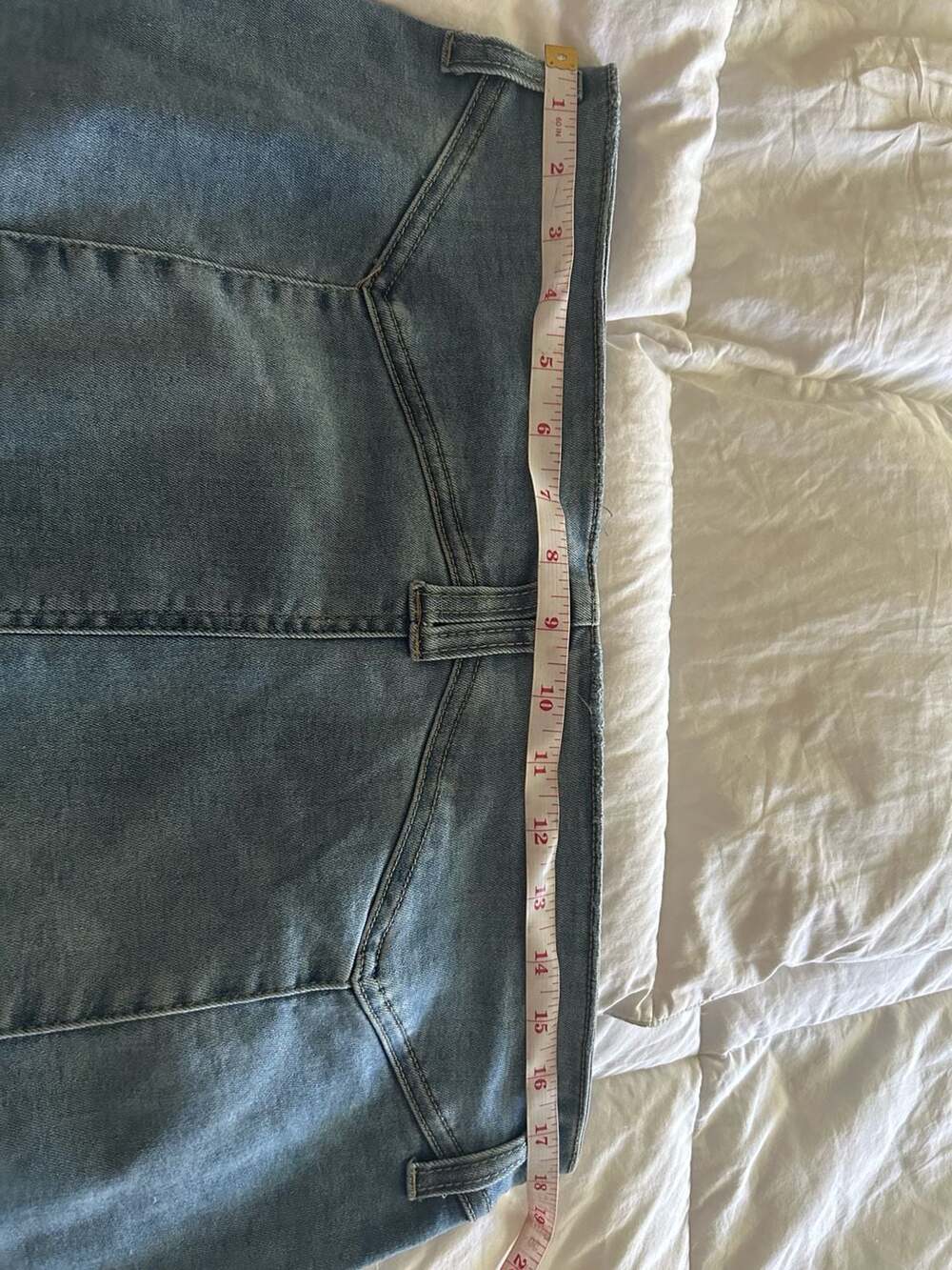 Inspire Chic Women's High-Waisted Blue Denim Pencil Skirt with Back Slit - Picture 7 of 11